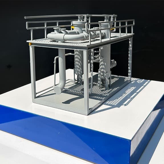 Model teknis mesin radiator sebagai contoh micro-fabrication dan prototype presentation Pola Raya Studio