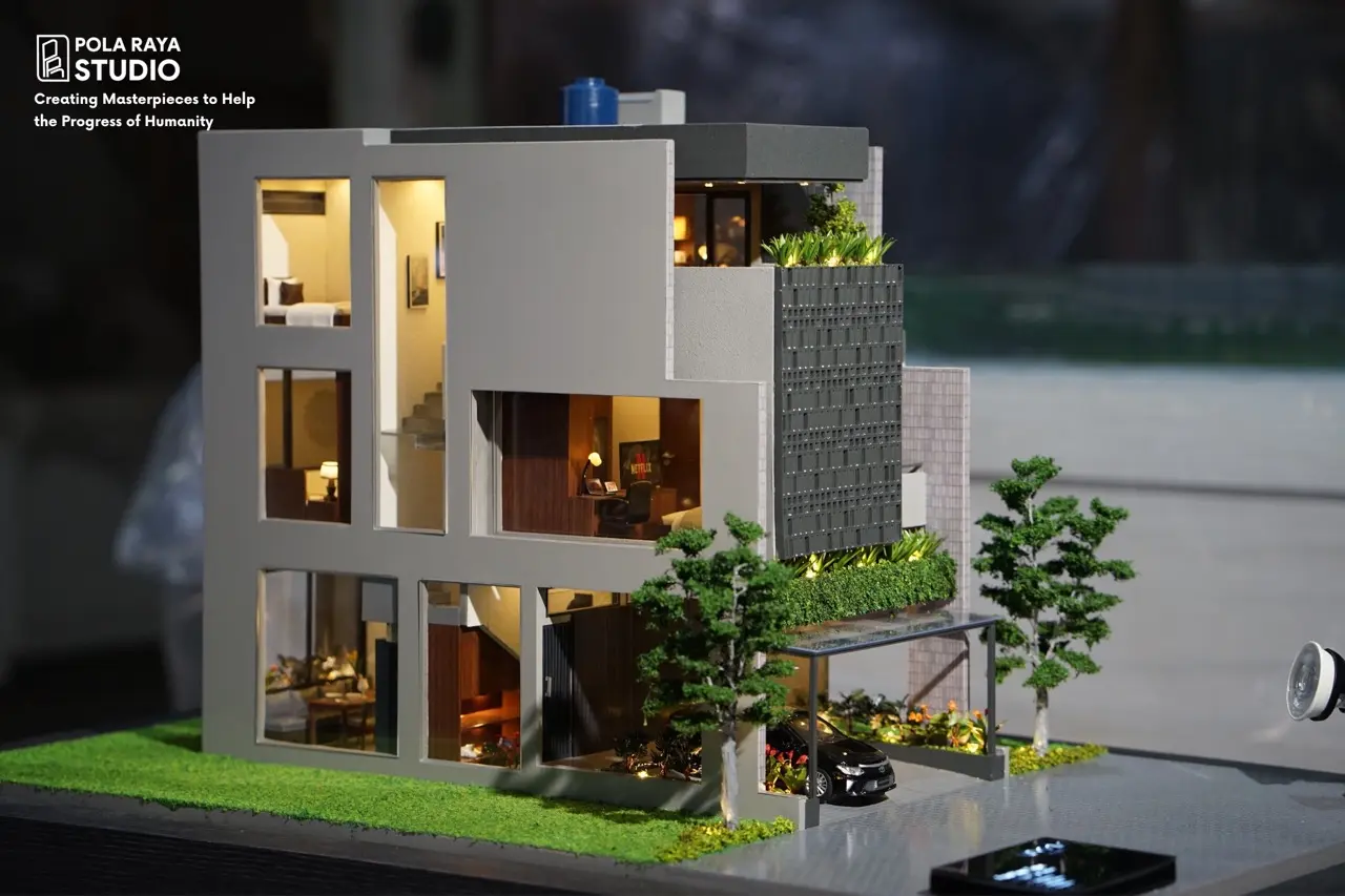 replika rumah 2 lantai dari samping